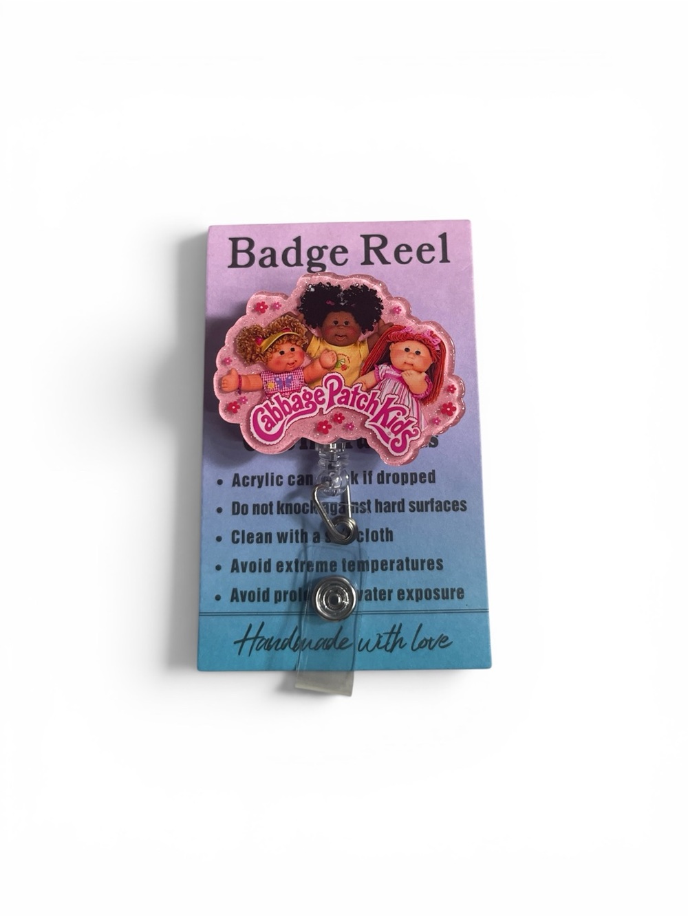 Cabbage Patch Kids Pink Badge Reel ID Holder